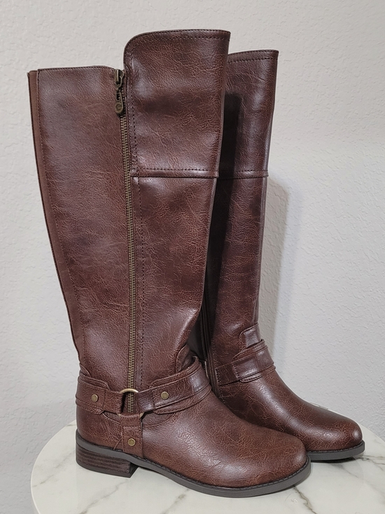 Shoes - Women's Brown Riding Boots with Side Zip